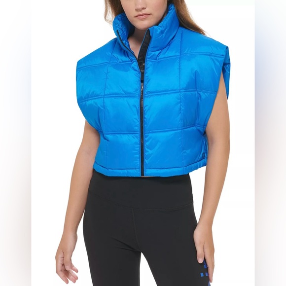 Calvin Klein Performance Cropped Mock-Neck Zip-Up Vest - Picture 3 of 16